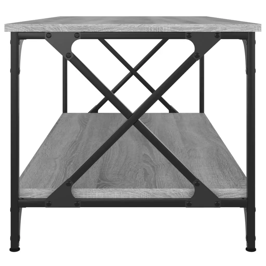 Coffee Table Grey Engineered Wood 100 x 50 x 45 cm Iron Frame