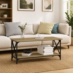 Elegant Black Engineered Wood Coffee Table
