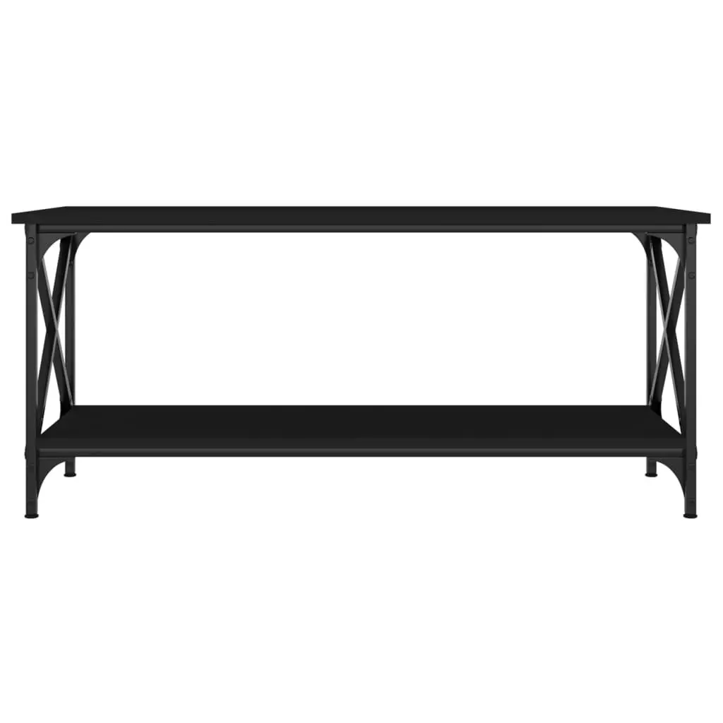 Coffee Table Black Engineered Wood Iron Frame 100cm Living Room Accent Furniture