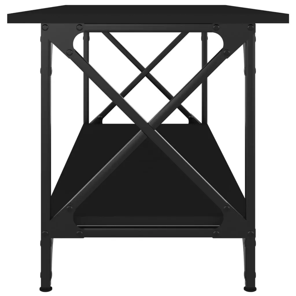 Coffee Table Black Engineered Wood Iron Frame 100cm Living Room Accent Furniture