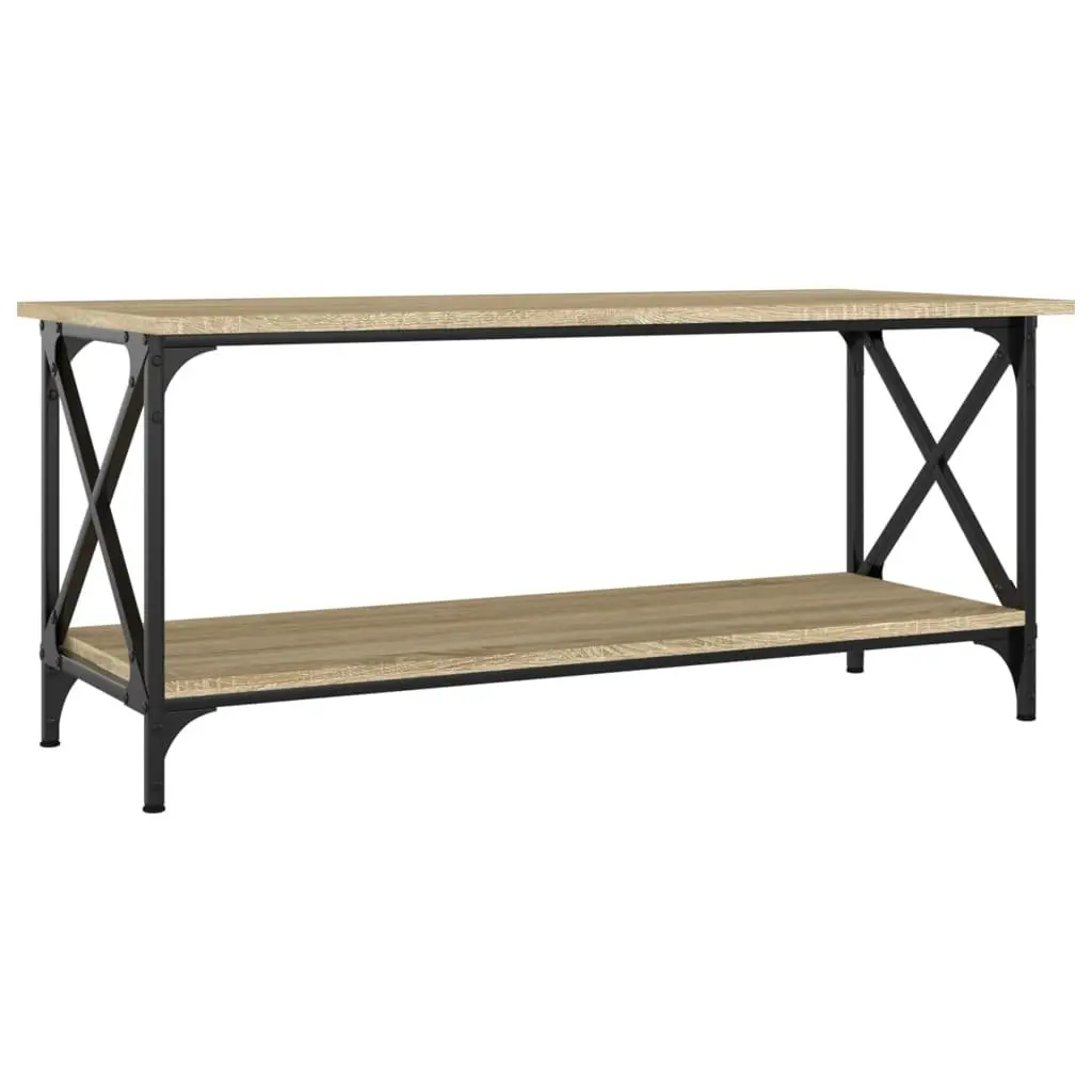 Coffee Table Brown Engineered Wood Iron Frame 100 x 45 x 45 cm