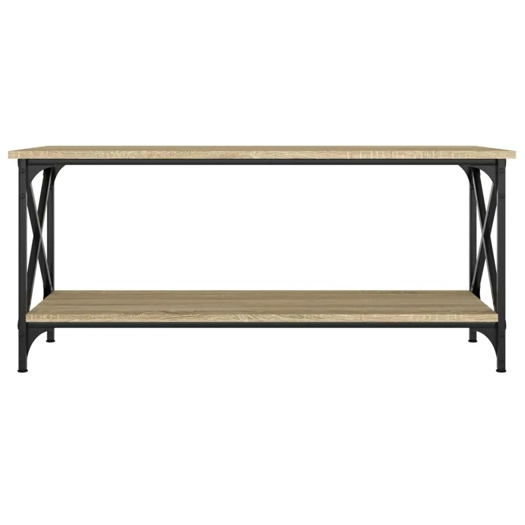 Coffee Table Brown Engineered Wood Iron Frame 100 x 45 x 45 cm