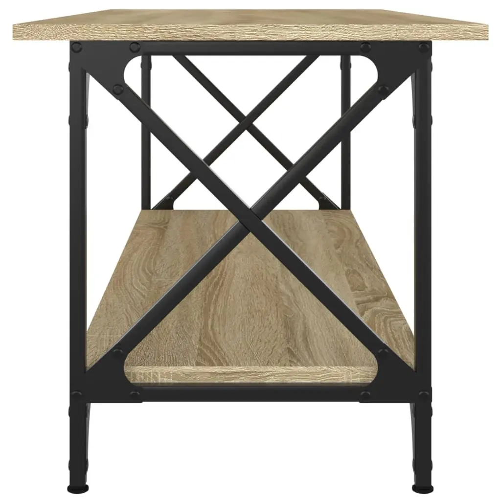 Coffee Table Brown Engineered Wood Iron Frame 100 x 45 x 45 cm