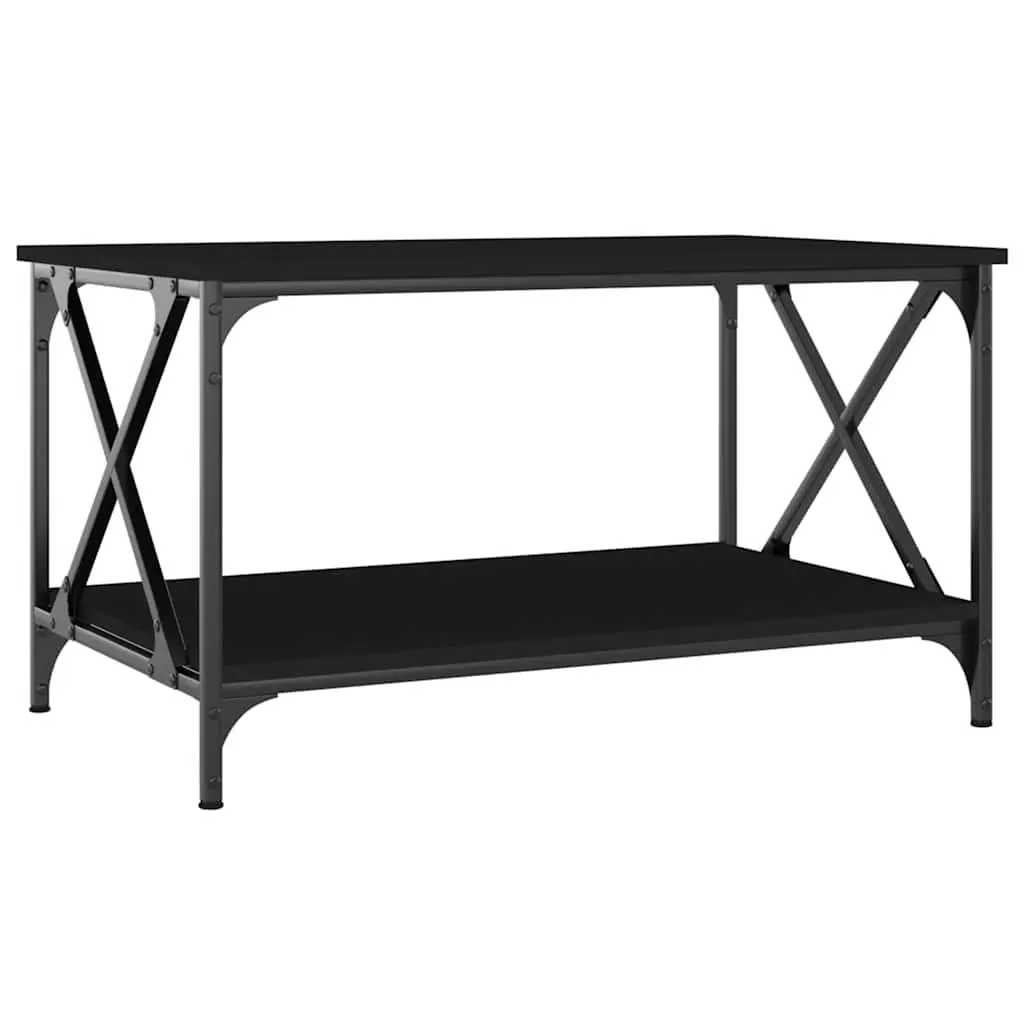 Coffee Table Black 80x50x45 cm Engineered Wood Iron Frame