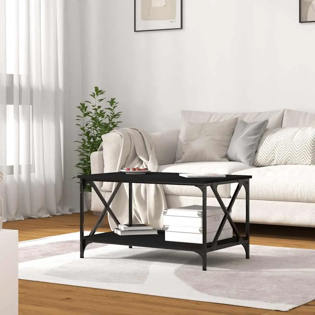Coffee Table Black 80x50x45 cm Engineered Wood Iron Frame