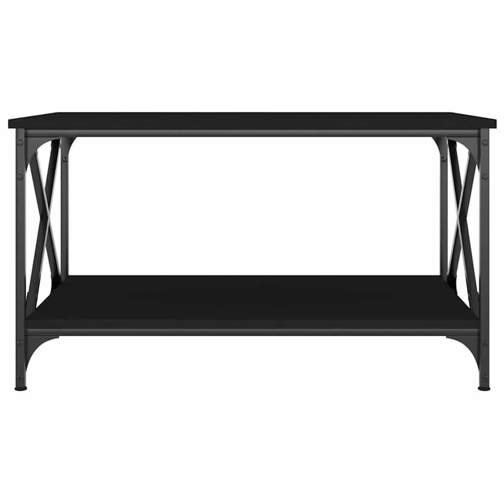 Coffee Table Black 80x50x45 cm Engineered Wood Iron Frame