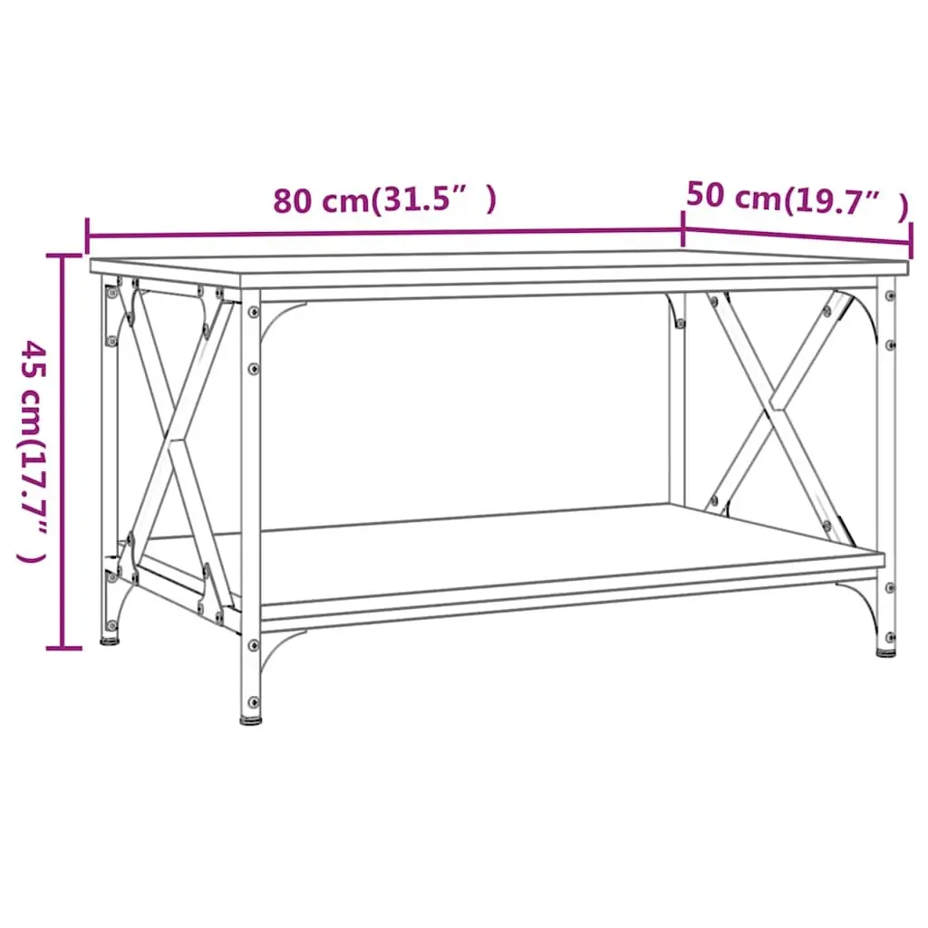 Coffee Table Black 80x50x45 cm Engineered Wood Iron Frame