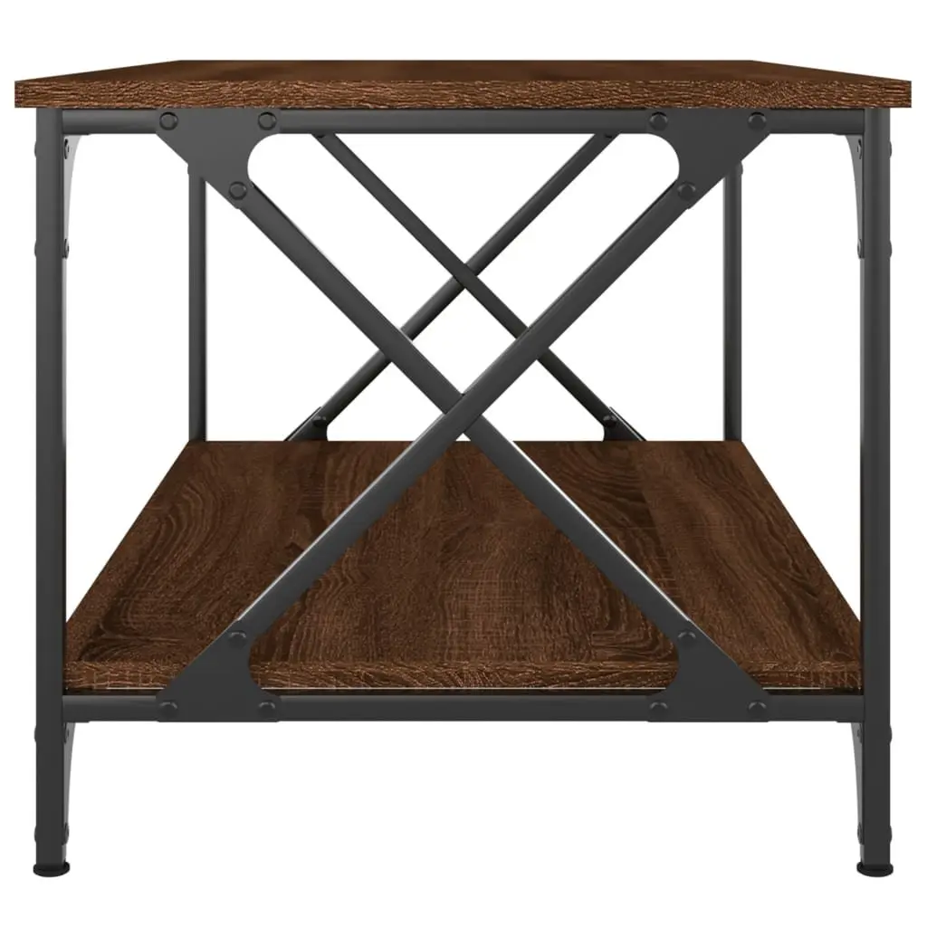Coffee Table Brown Oak 80x50x45 cm Engineered Wood Iron Frame