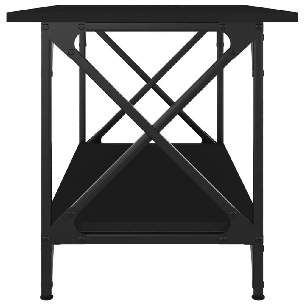 Coffee Table Black Iron Frame Engineered Wood Open Shelf 80x45x45cm