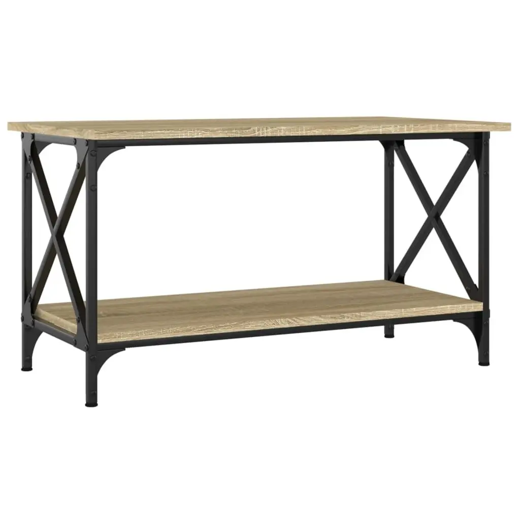 Coffee Table Brown Engineered Wood Open Shelf Living Room Storage