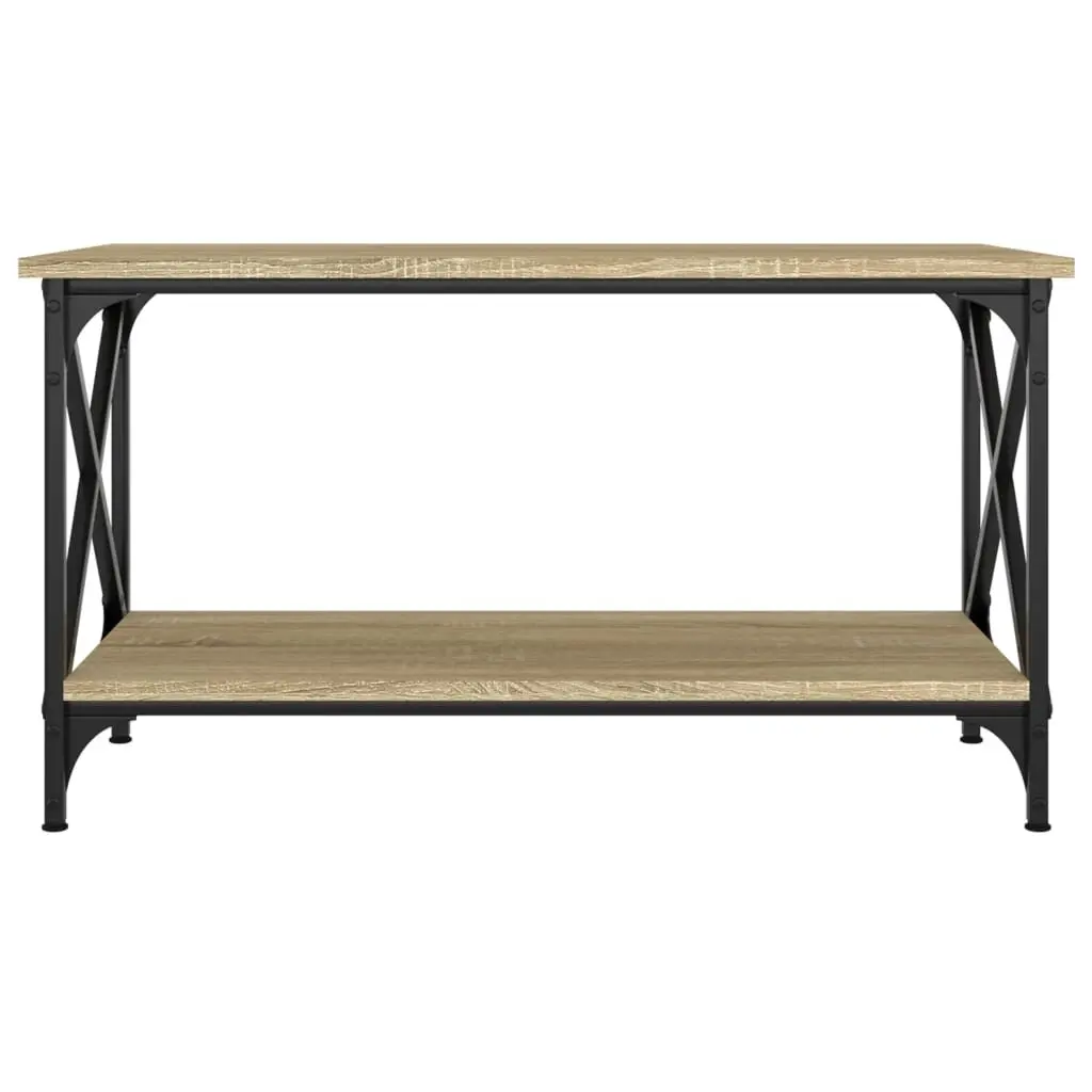 Coffee Table Brown Engineered Wood Open Shelf Living Room Storage