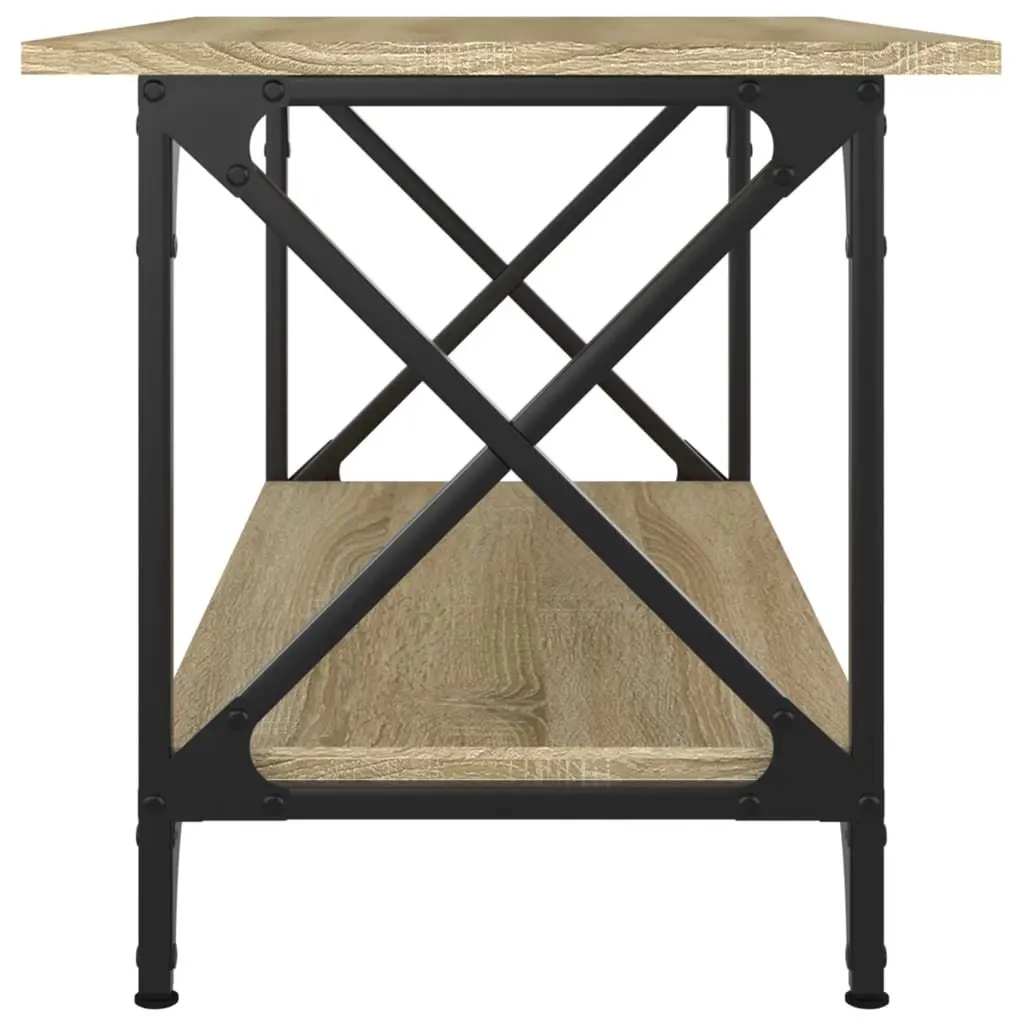 Coffee Table Brown Engineered Wood Open Shelf Living Room Storage