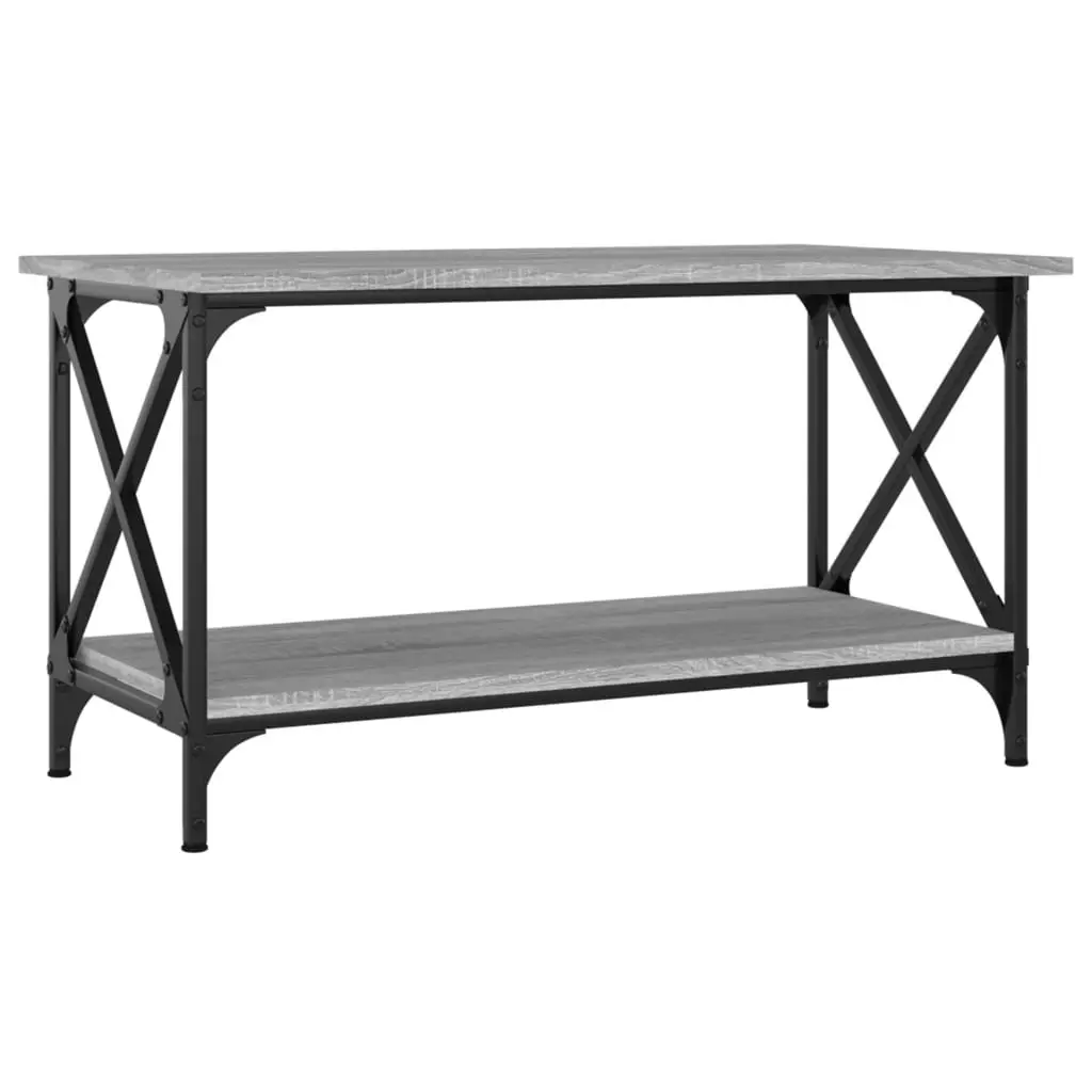 Coffee Table Grey Sonoma Open Shelf 80W x 45D x 45H cm Engineered Wood Iron Frame