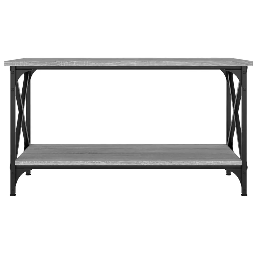 Coffee Table Grey Sonoma Open Shelf 80W x 45D x 45H cm Engineered Wood Iron Frame