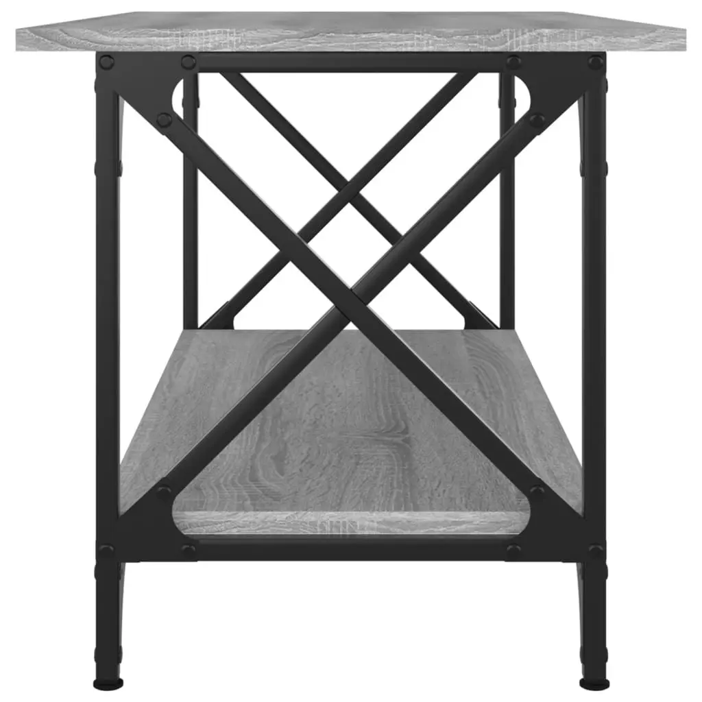 Coffee Table Grey Sonoma Open Shelf 80W x 45D x 45H cm Engineered Wood Iron Frame