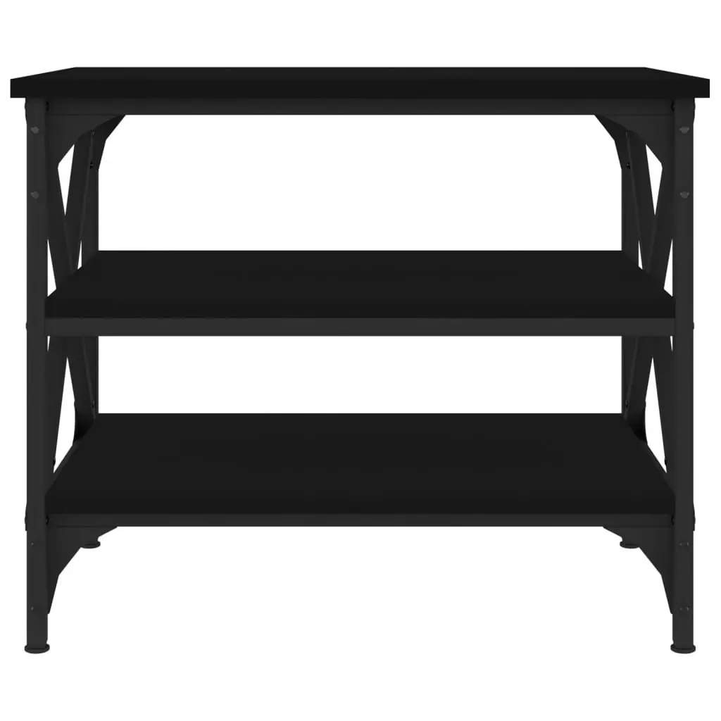 Side Table Black 55x38x45cm Industrial Style Engineered Wood Iron Frame