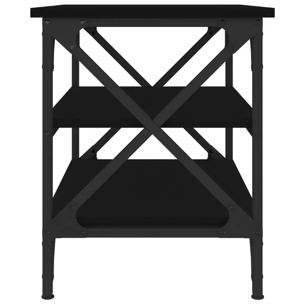 Side Table Black 55x38x45cm Industrial Style Engineered Wood Iron Frame