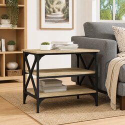 Warm Brown Engineered Wood Side Table for Living Spaces