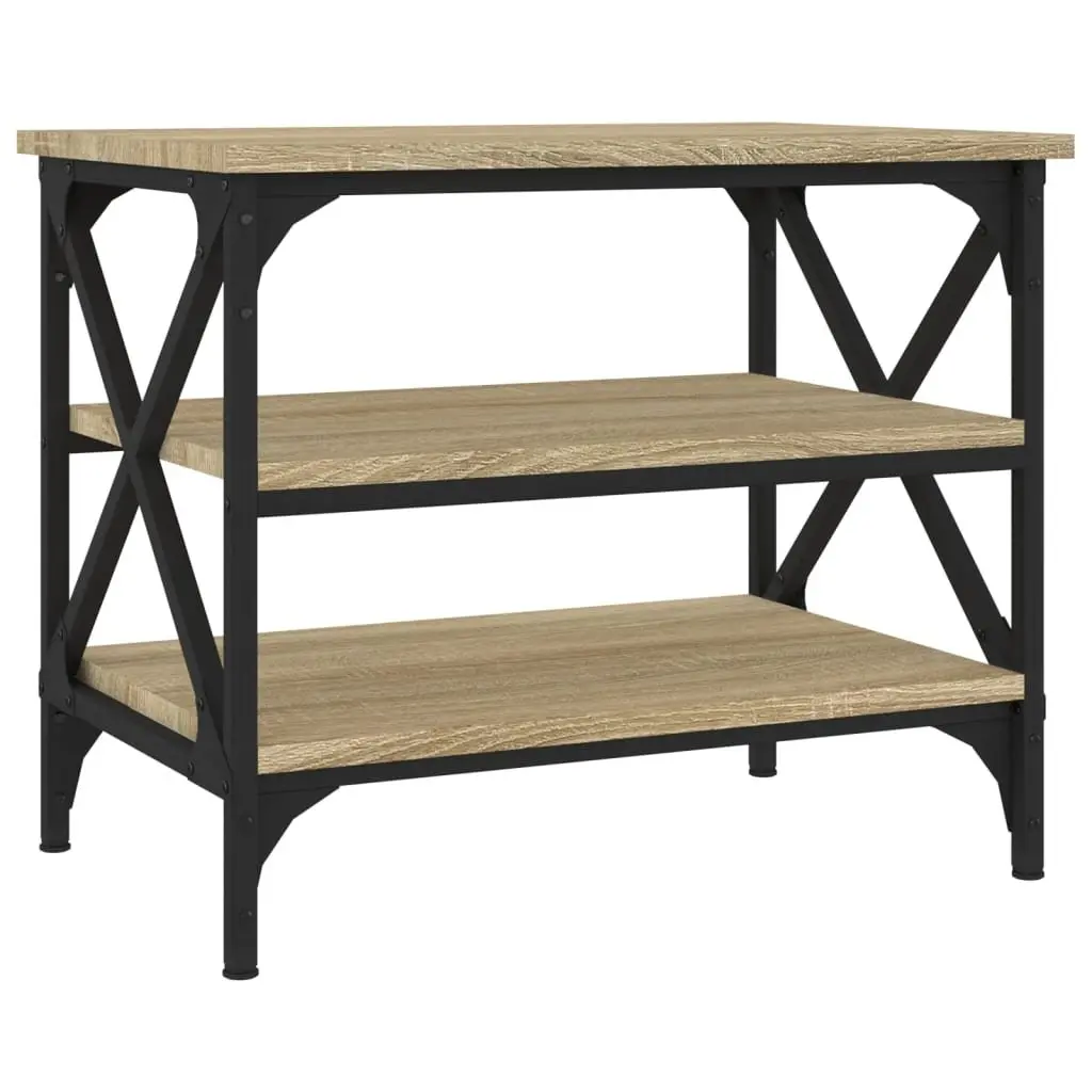 Side Table Brown Industrial Style 55 x 38 x 45 cm Engineered Wood
