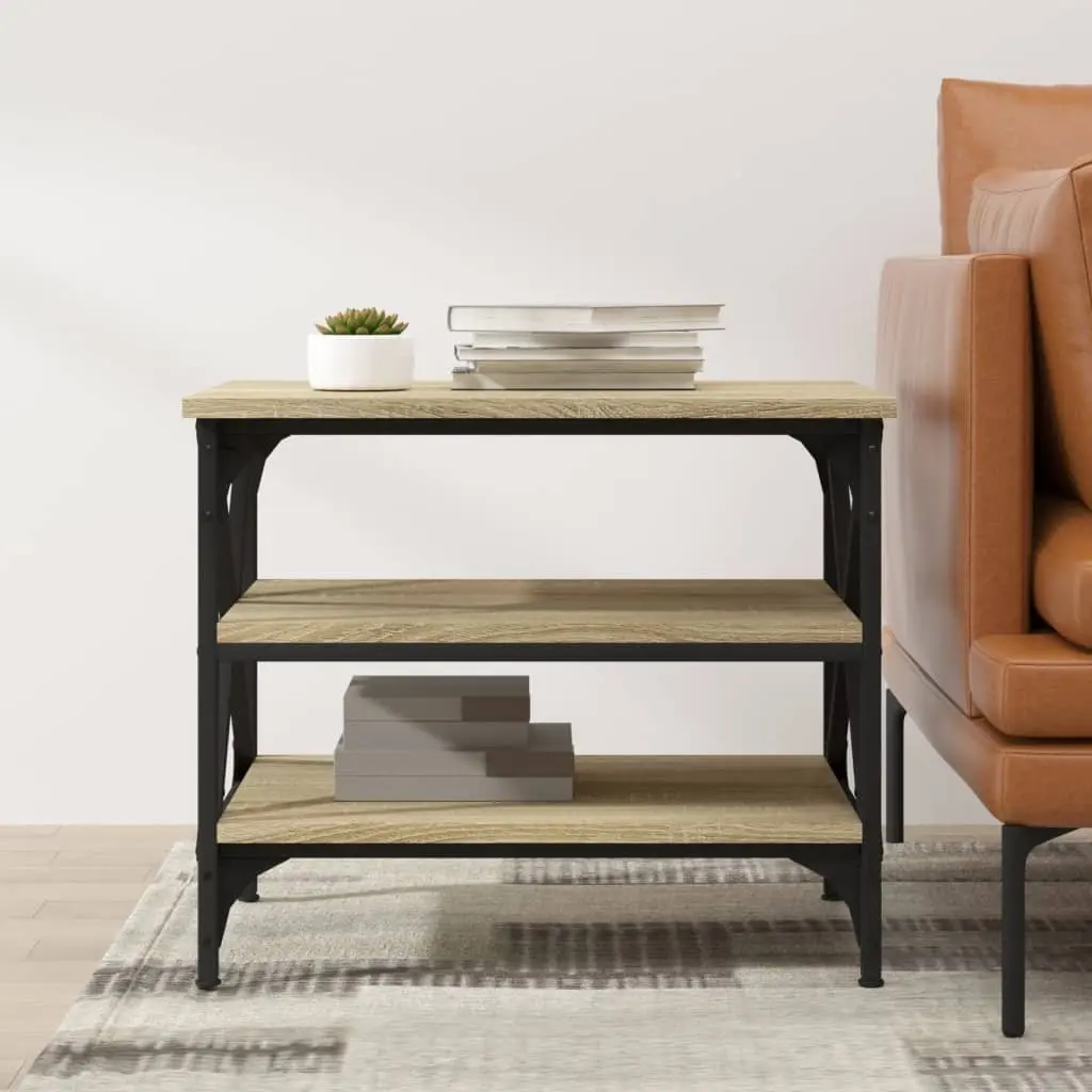 Side Table Brown Industrial Style 55 x 38 x 45 cm Engineered Wood