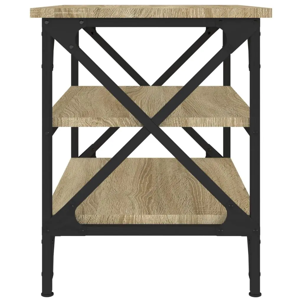 Side Table Brown Industrial Style 55 x 38 x 45 cm Engineered Wood