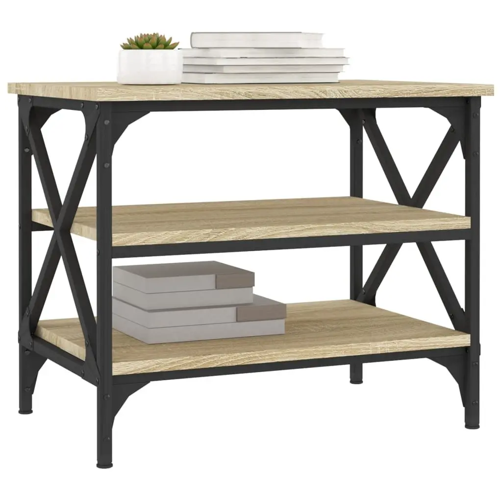 Side Table Brown Industrial Style 55 x 38 x 45 cm Engineered Wood
