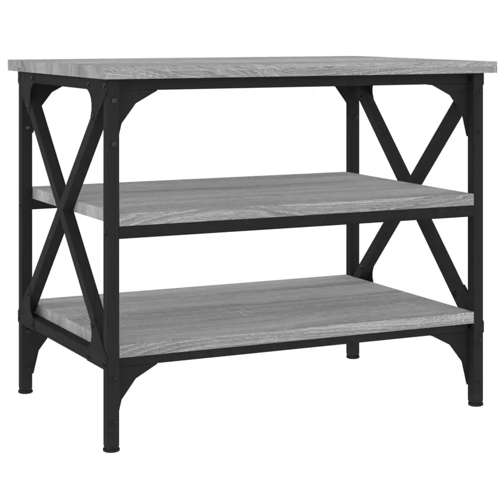 Engineered Wood Side Table Grey Industrial Frame Storage Accent Coffee Table