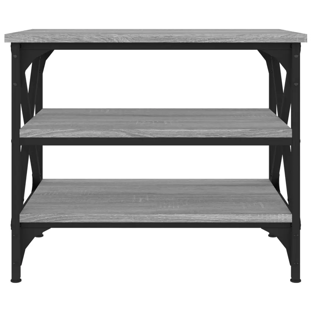Engineered Wood Side Table Grey Industrial Frame Storage Accent Coffee Table