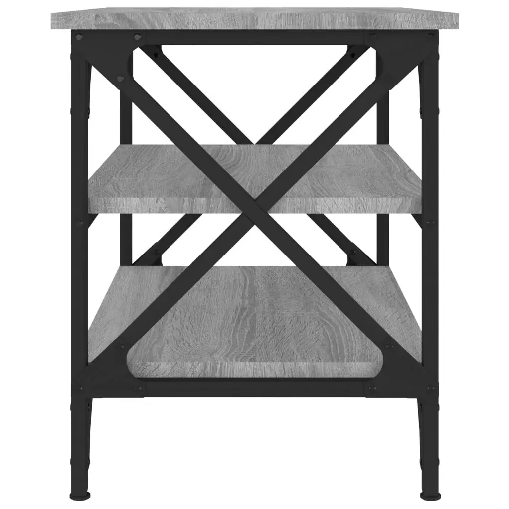 Engineered Wood Side Table Grey Industrial Frame Storage Accent Coffee Table