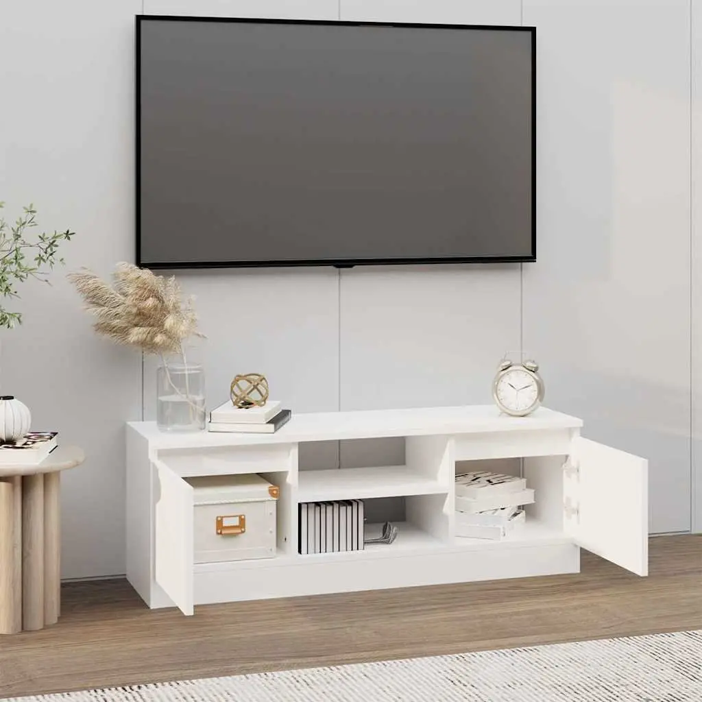 TV Cabinet White Storage Unit Media Console Organizer Engineered Wood 102 x 30 x 36 cm