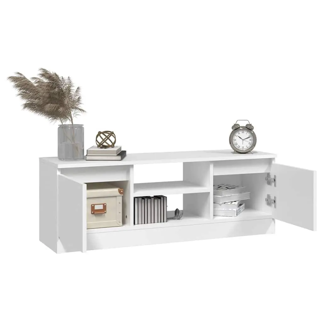 TV Cabinet White Storage Unit Media Console Organizer Engineered Wood 102 x 30 x 36 cm