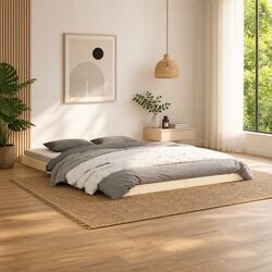 Elegant White Bed Frame 150x200 cm Solid Pine Wood