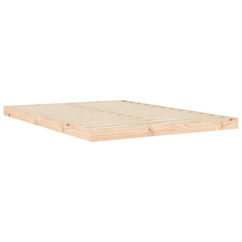 Solid Pine Bed Frame 135x190 cm with Slatted Base