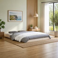 White Solid Pine Bed Frame 135x190 cm with Slatted Base
