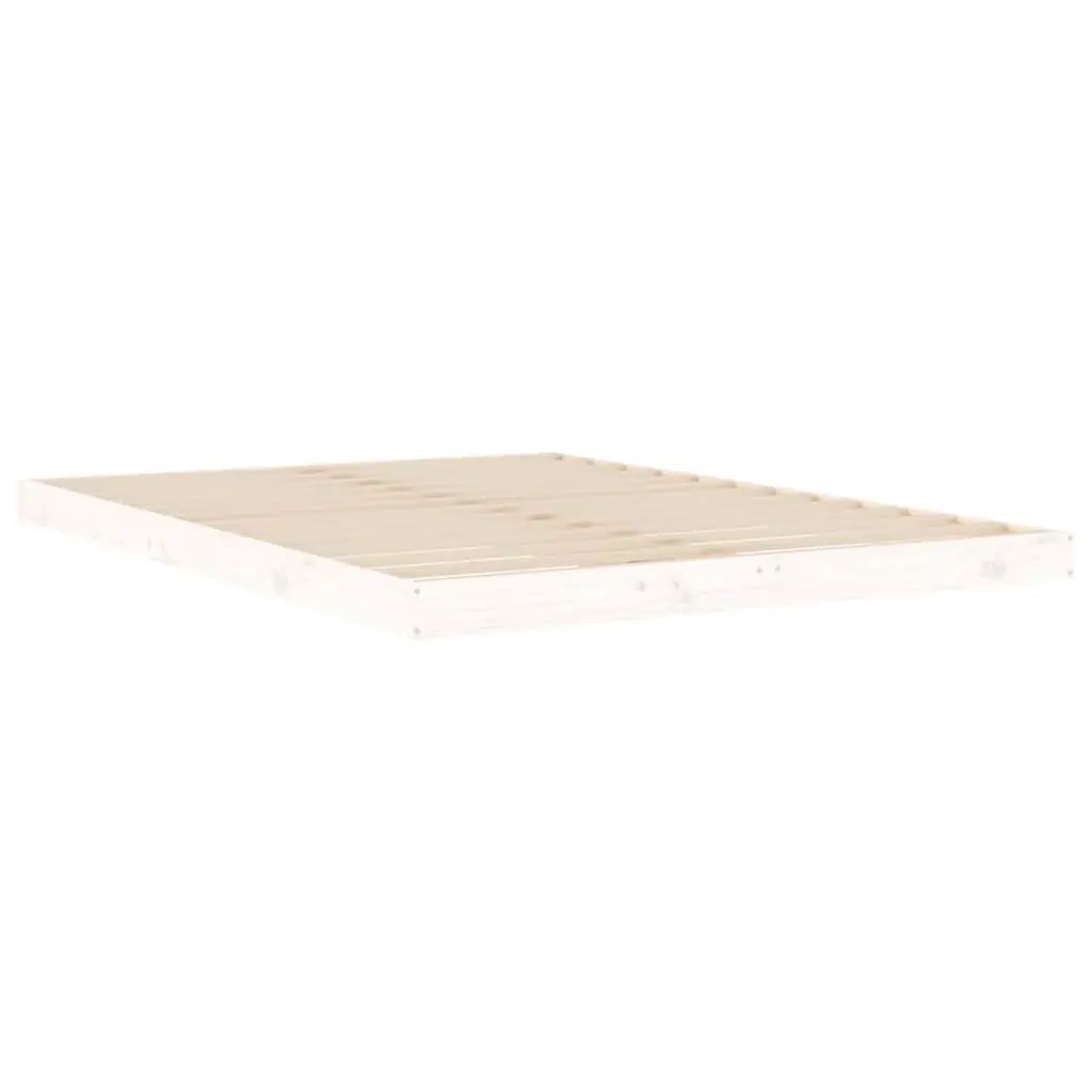 White Solid Pine Bed Frame 135x190 cm with Slatted Base