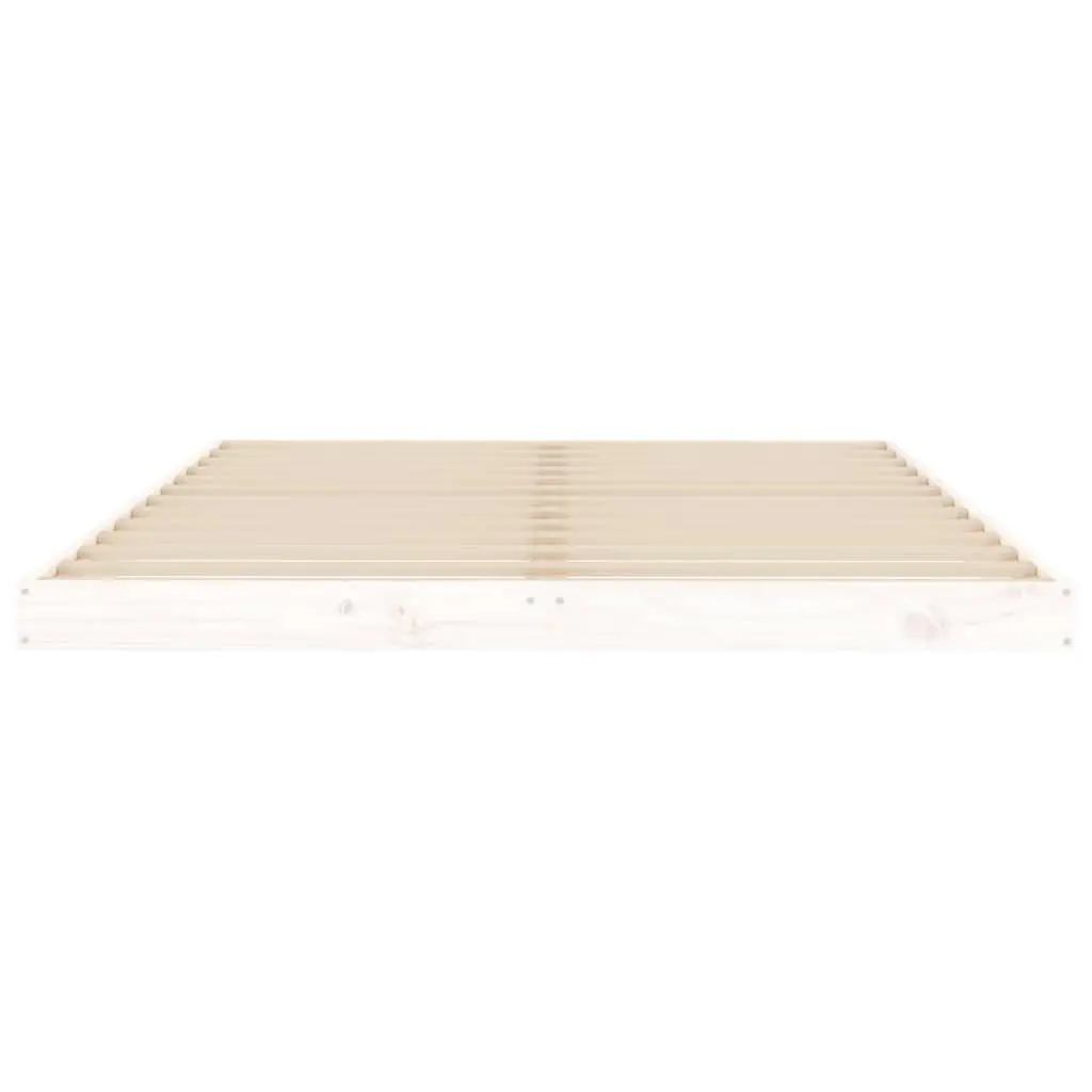 White Solid Pine Bed Frame 135x190 cm with Slatted Base
