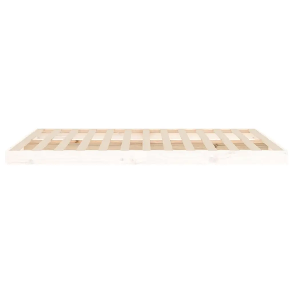 White Solid Pine Bed Frame 135x190 cm with Slatted Base