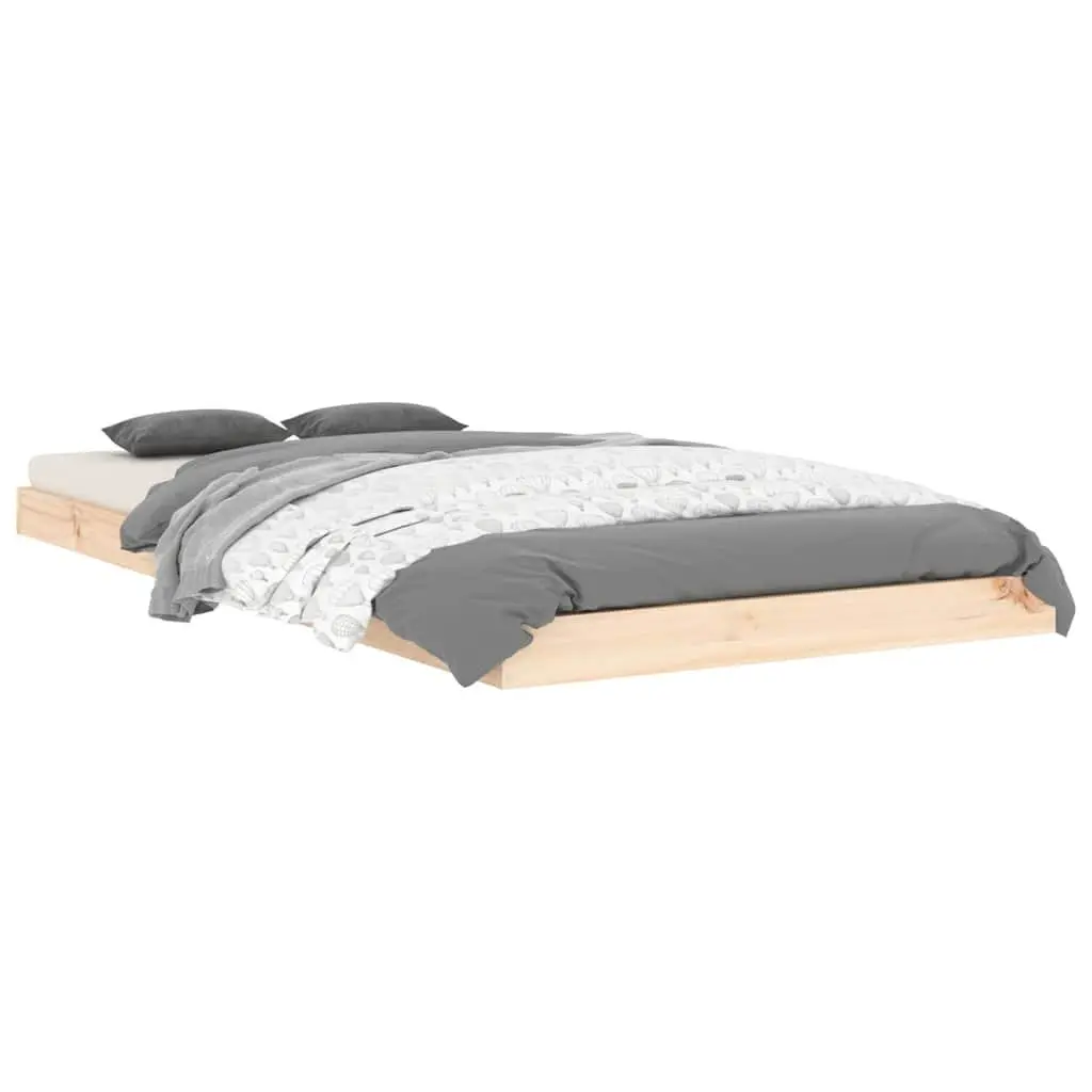 Solid Wood Pine Bed Frame 90x190 cm Single Wooden Bedroom Furniture Brown