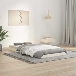 Bed Frame Single 90x190 cm White Wooden Slatted Base Pine Bedroom Furniture