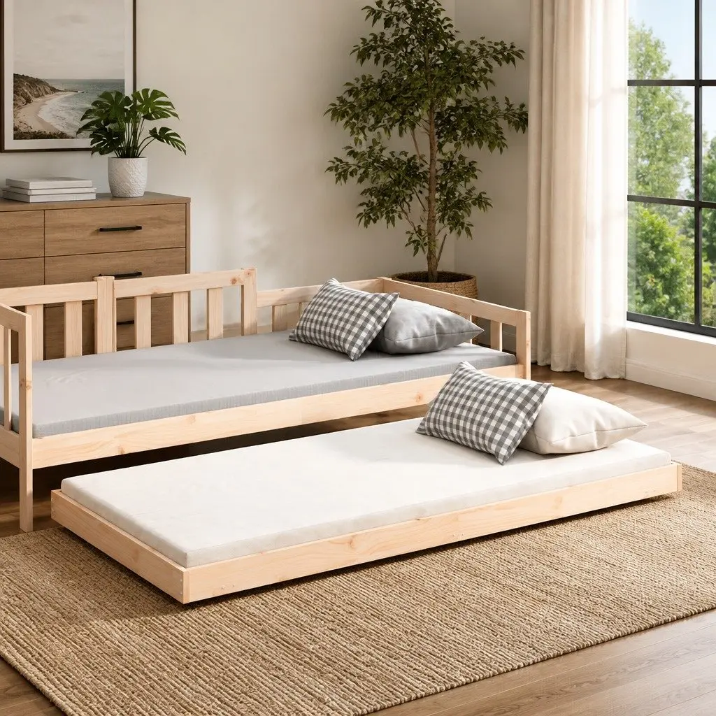 Bed Frame Solid Pine Wood Brown 90x190 cm Slatted Base