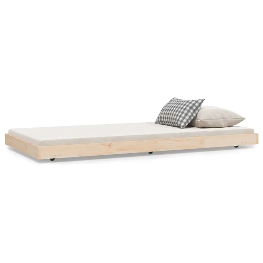 Bed Frame Solid Pine Wood Brown 90x190 cm Slatted Base