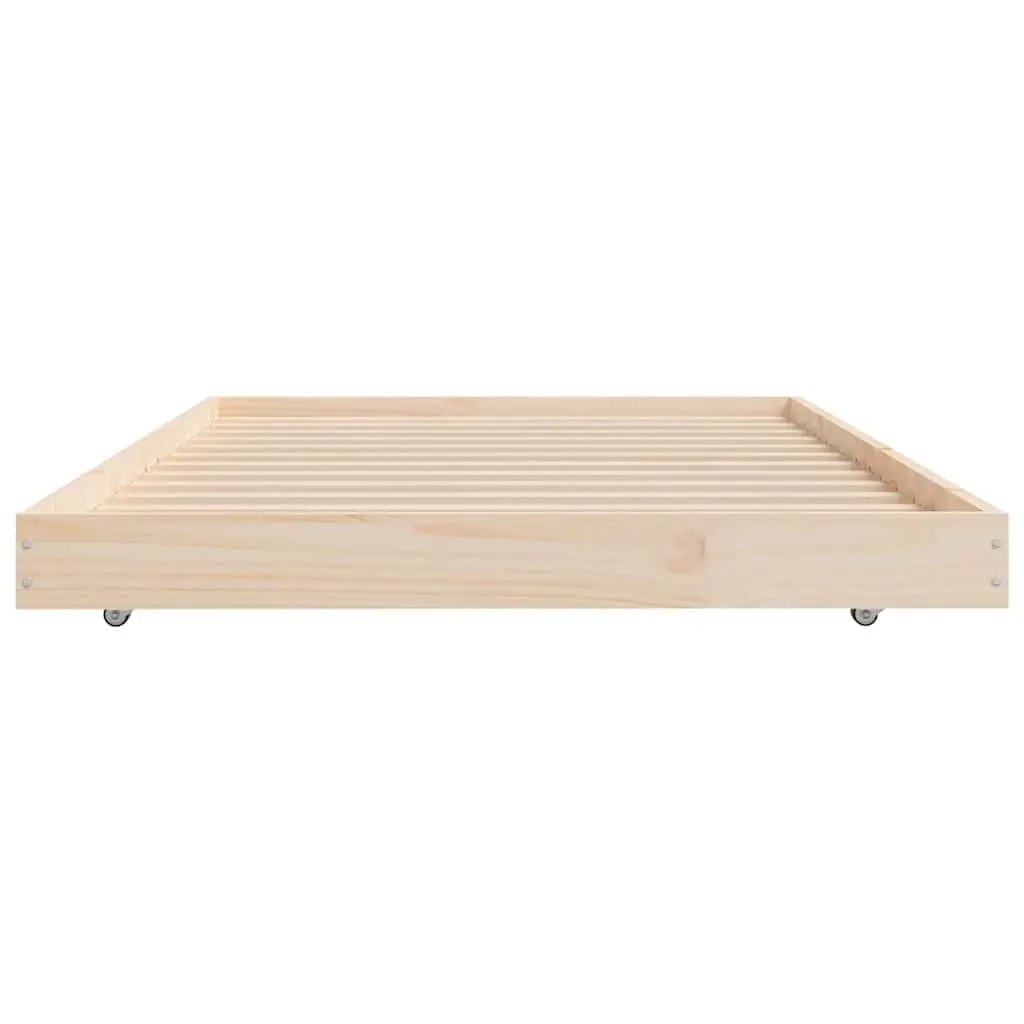 Bed Frame Solid Pine Wood Brown 90x190 cm Slatted Base