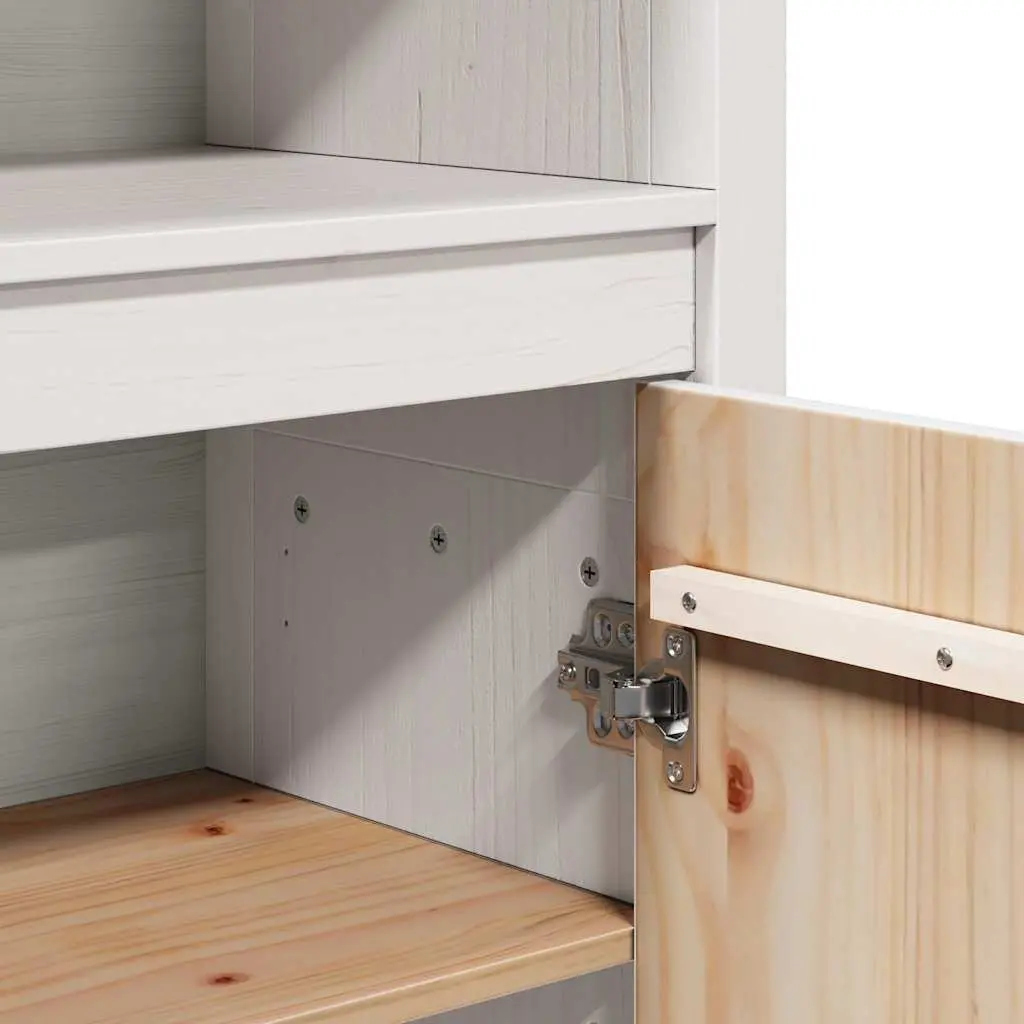 Highboard Solid Pine Wood White Storage Cabinet Sideboard with Doors Shelves