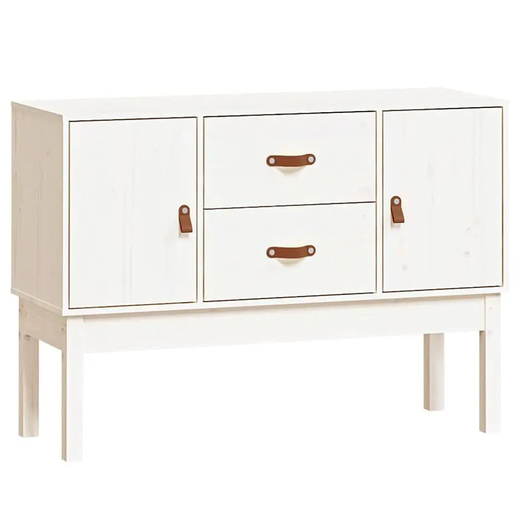 White Solid Wood Pine Sideboard with Storage Doors