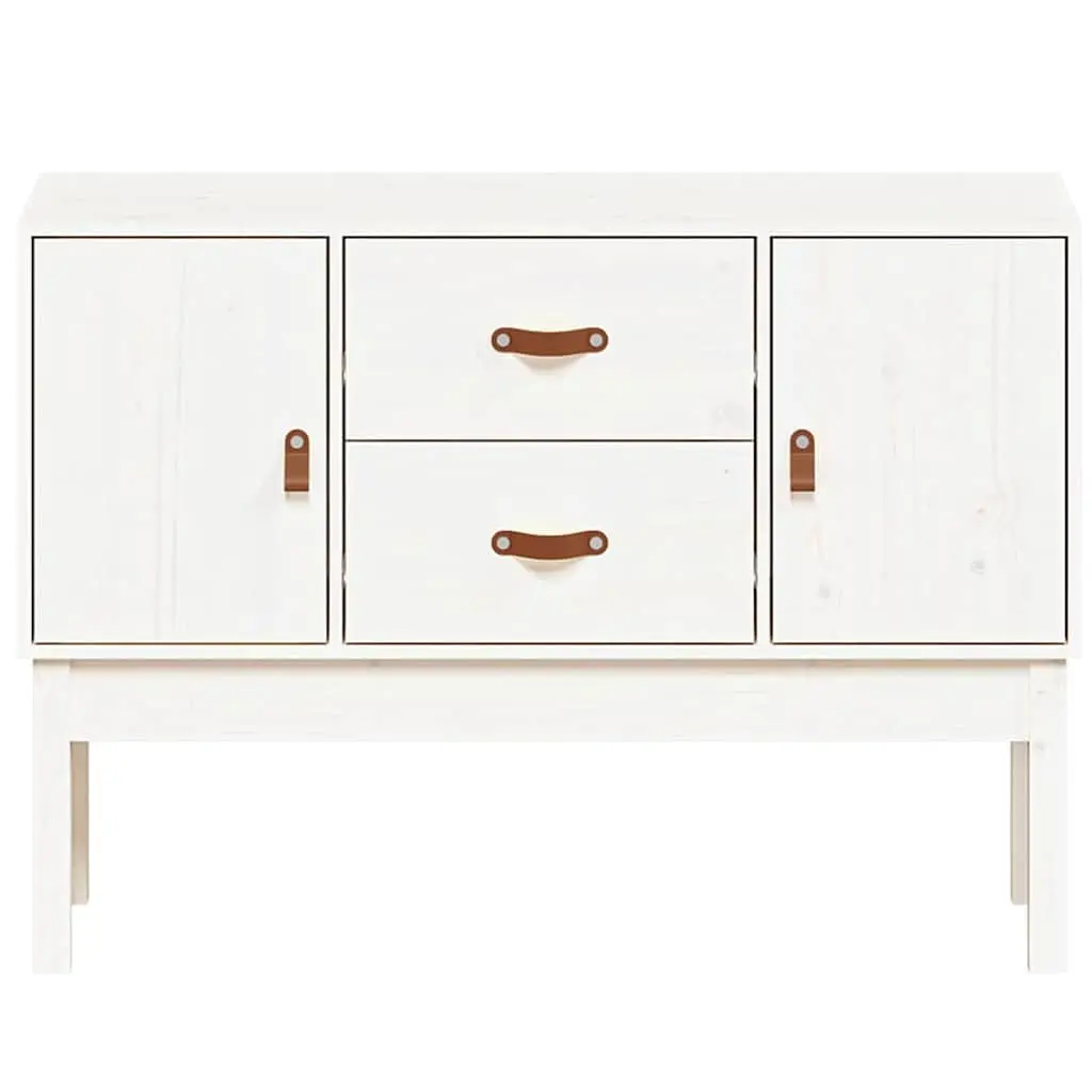 White Solid Wood Pine Sideboard with Storage Doors