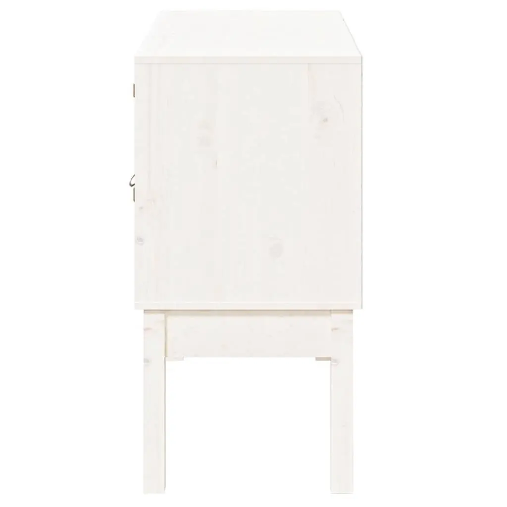 White Solid Wood Pine Sideboard with Storage Doors