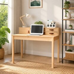 Solid Pine Wood Desk 110x50x93cm for Home Office