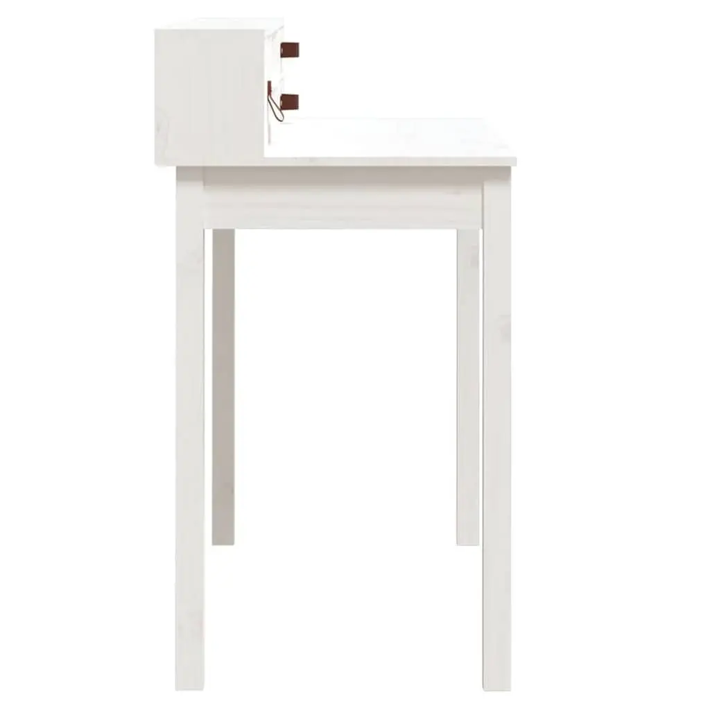 White Solid Pine Wood Office Desk with Compact Storage