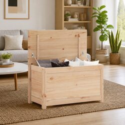 Pine Wood Storage Box for Home Organisation 80x40x45.5 cm
