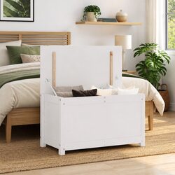 White Solid Pine Wood Storage Box 80x40x45.5cm